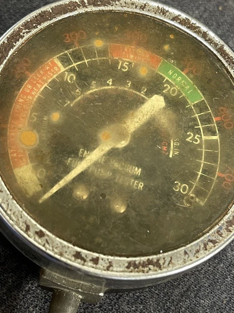 Vintage Engine Vacuum Fuel Pump Tester & Voltmeter Gauge