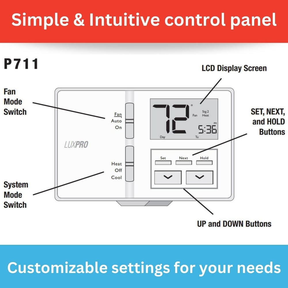 Pro All in One Non Programmable/Programmable Thermostat; 7 and 5/2 Day Settin...
