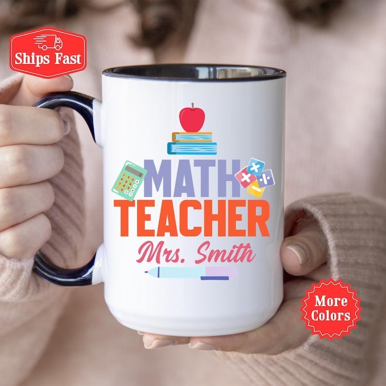 Personalized Math Teacher Mug Coffee Cup Gift