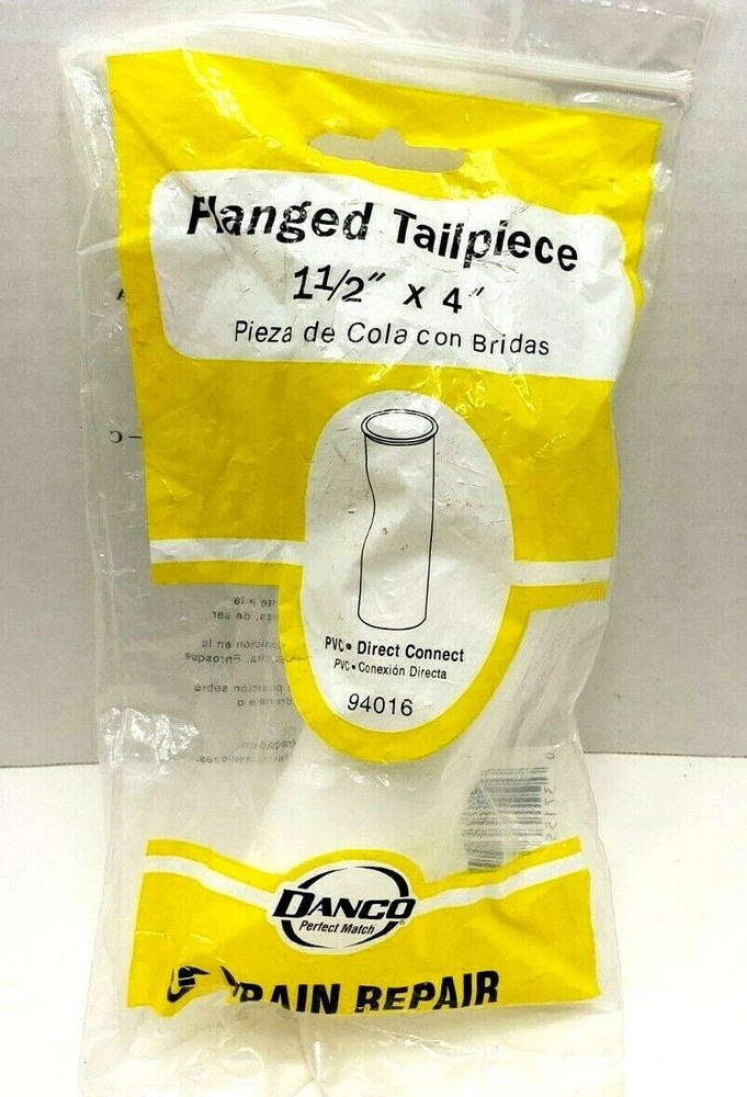 Danco 94016 Flanged Tailpiece, Plastic, White, 1-1/2" x 4"