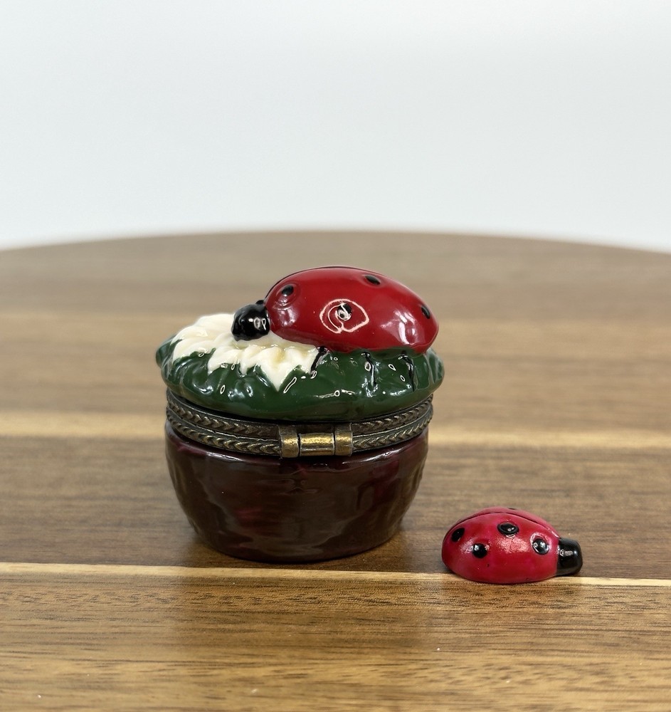 Porcelain Hinged Trinket Box Ladybug