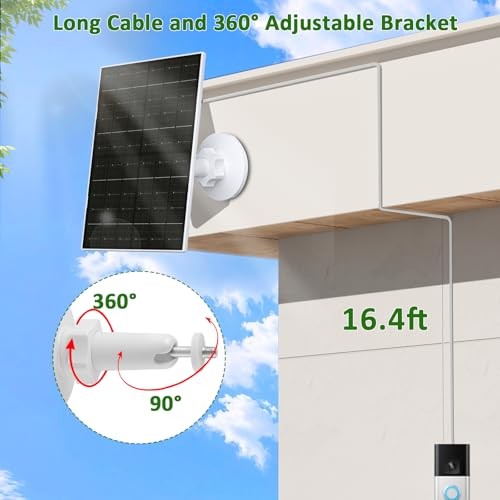 Doorbell Solar Panel Charger, 7W Solar Panel Compatible with Ring Video