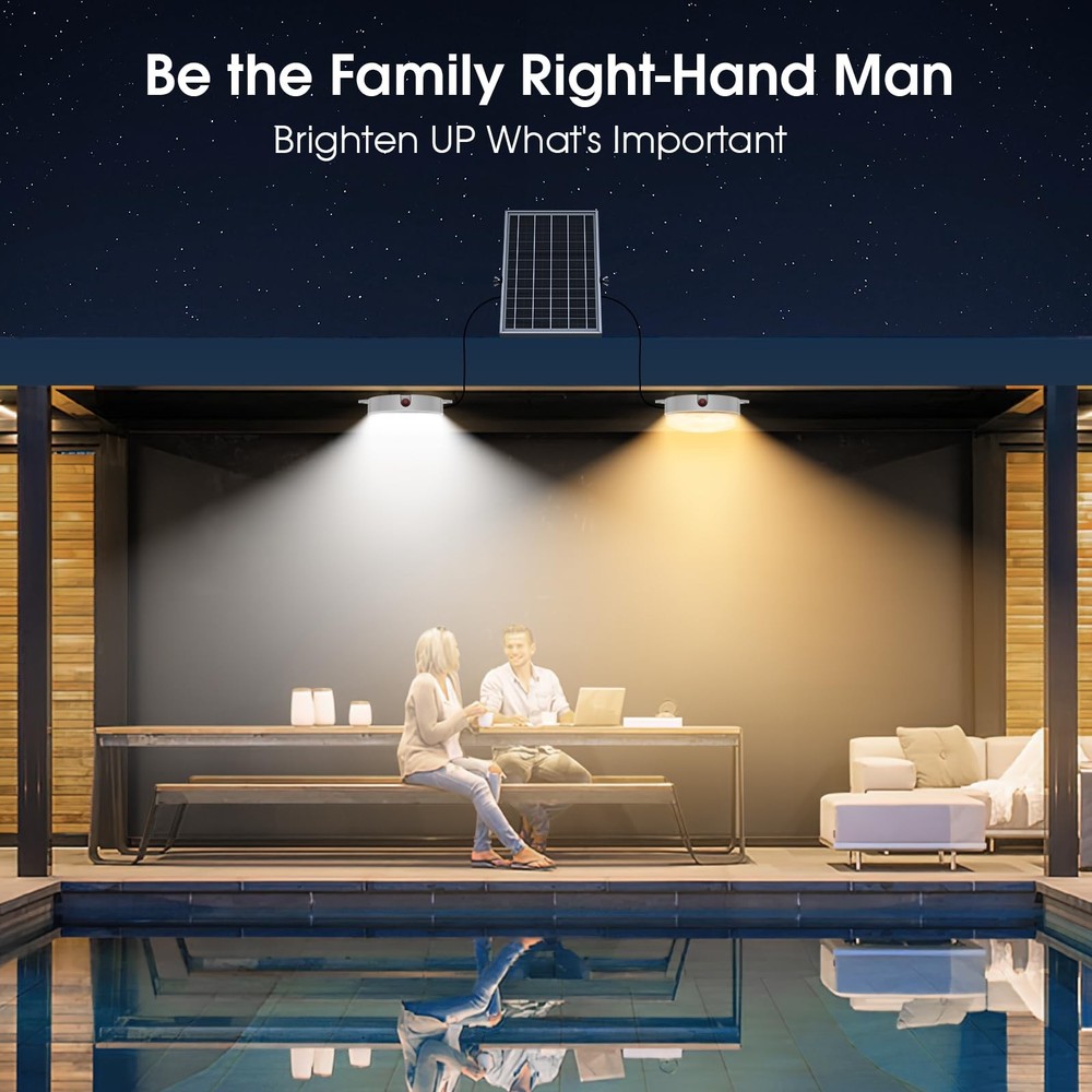 UPONUN Solar Ceiling Light Motion Sensor 2 Pack, 2 Pack with Motion, White