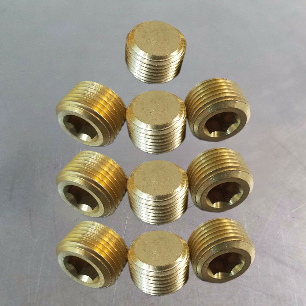 10PCS 3/8" Solid Brass Male NPT Thread Allen Head Pipe Plug Hex Socket US Stock