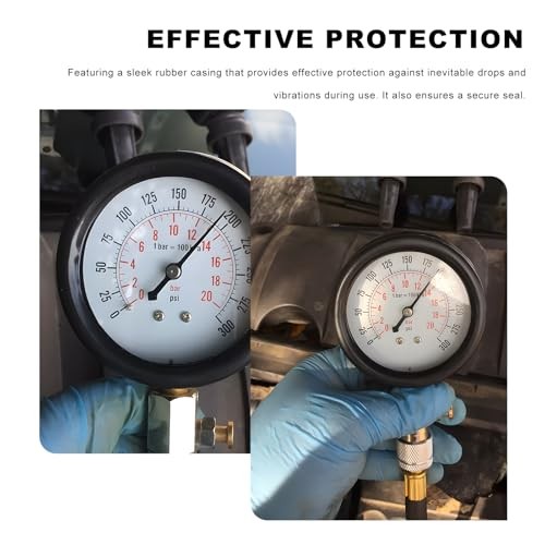 Compression Tester Kit, 0-300 PSI Petrol Engine Cylinder Pressure Test Tool