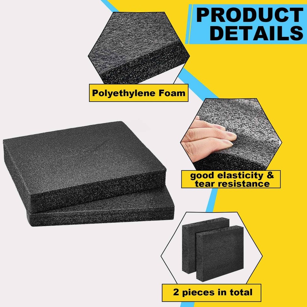 2 Pcs Customizable Polyethylene Foam Packing Inserts for Cases Thick Polyethy...
