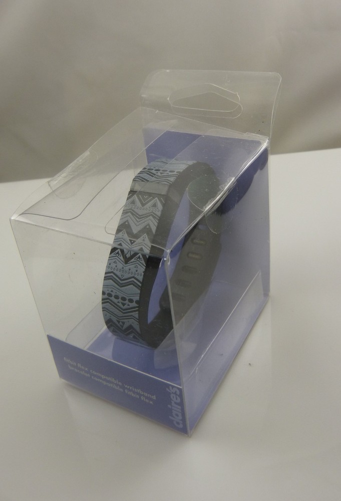 fit bit flex band only small black whitish grey mountain design