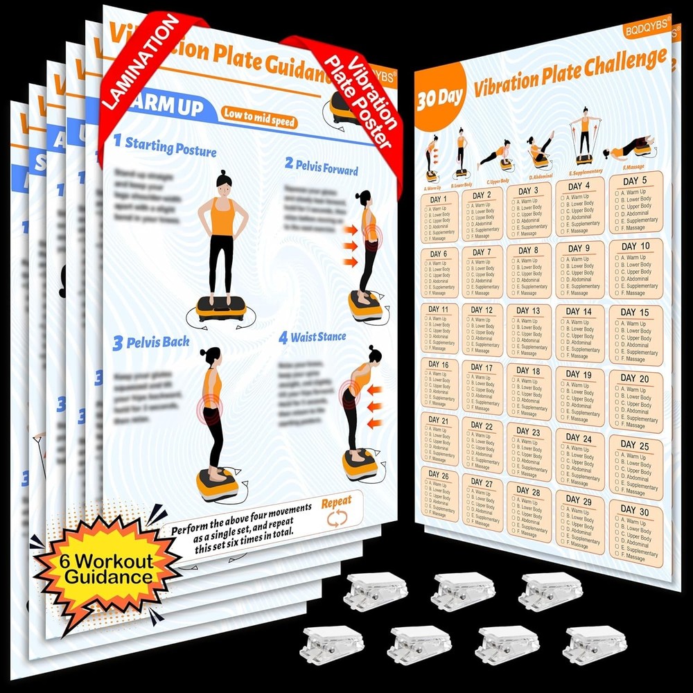 Comprehensive Vibration Plate Exercise Chart with 6 Workouts & Progress Planner