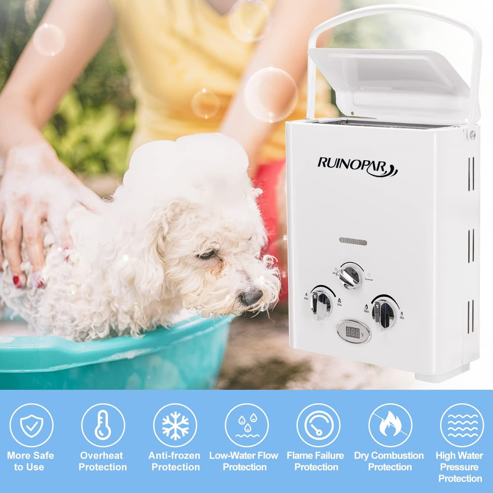 Portable Water Heater Propane Tankless - 6L 1.58GPM RV on Demand Hot Gas Outdoor