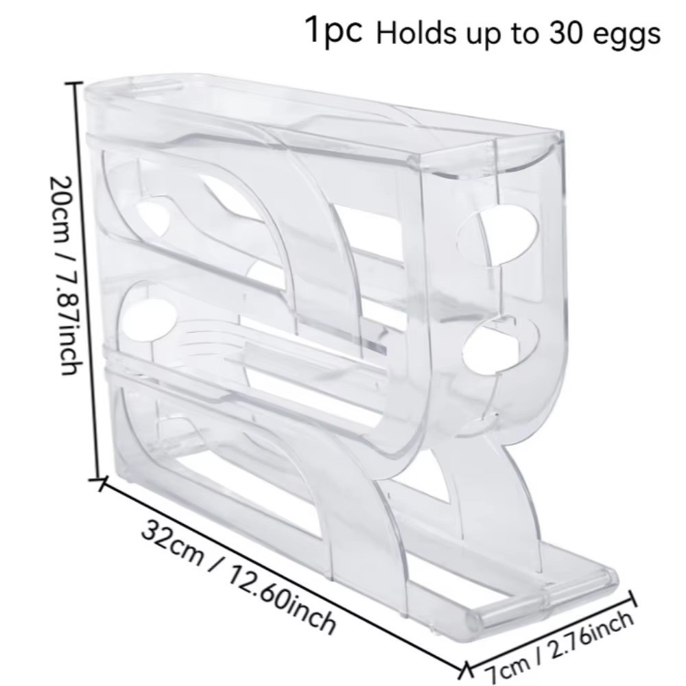 Egg Dispenser Automatic Rolling Egg Tray Organizer, Space Saving Refrigerator