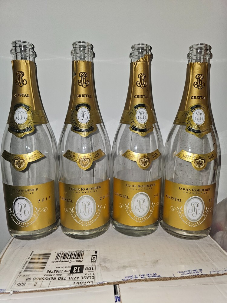 4 Empty Louis Roederer Cristal Empty Bottle Champagne Premium With Cork