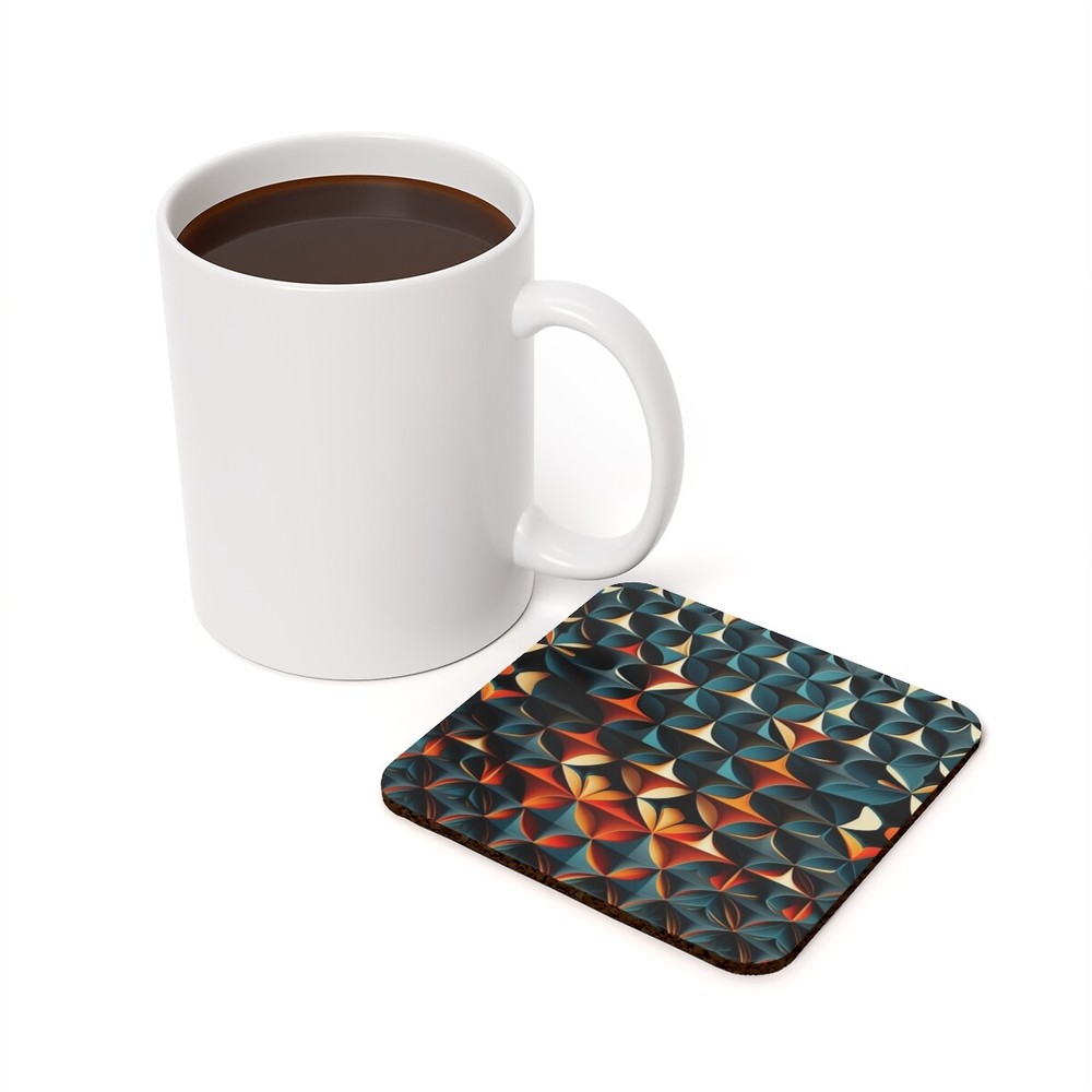 Cork Back Coaster Home Decor Futuristic Geometric Pattern Bold Modern Sleek