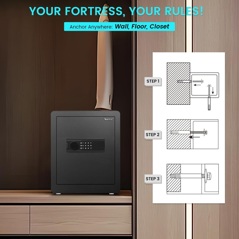 Kavey 2.0 Cub Safe Box, Lock Box with Backlit Touch Screen Keypad
