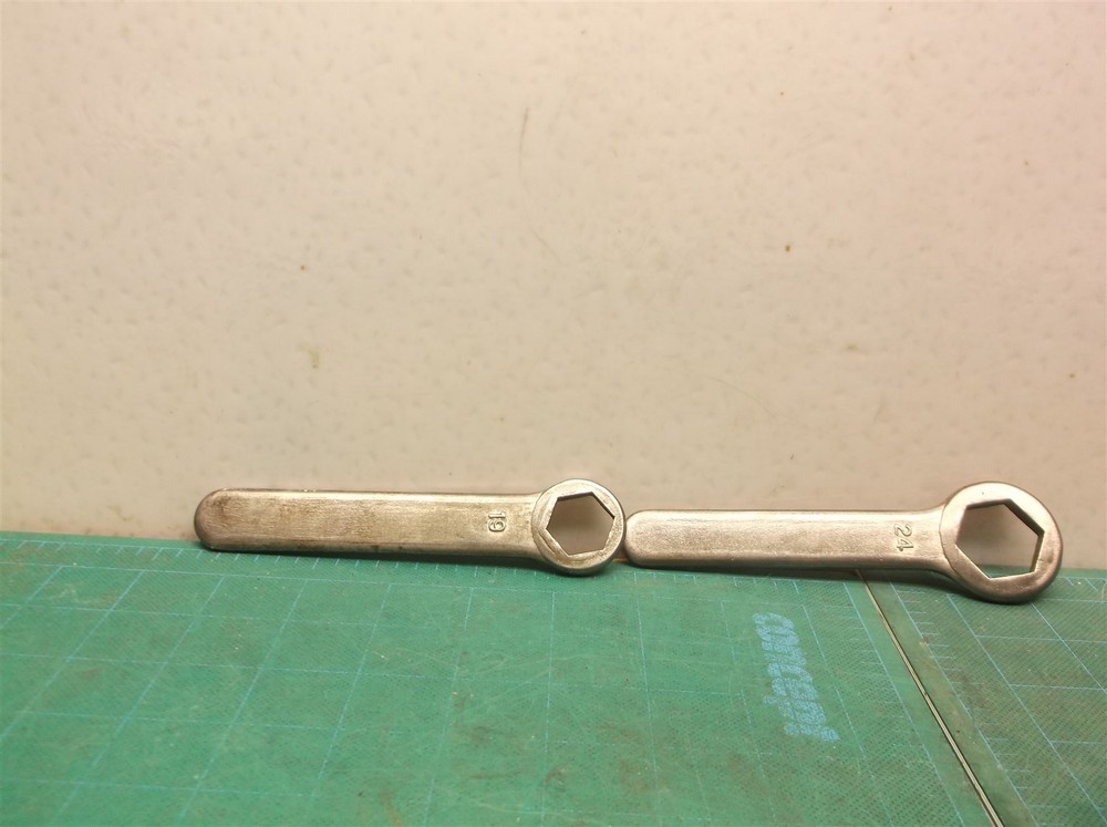 19 & 24 mm vintage box end flat wrenches