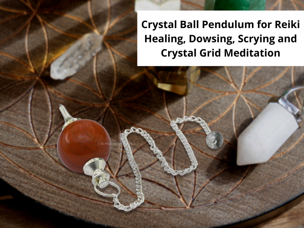 Red Jasper Dowsing Crystal Ball Pendulum