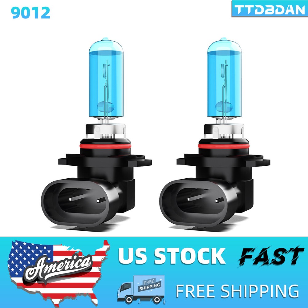 9012 Halogen Headlight Super Bright Bulbs Kit White 6000K High/Low Beam 2PCS