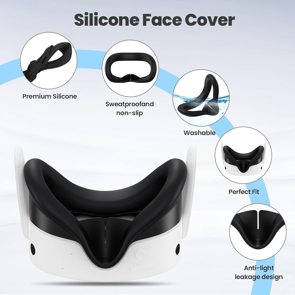 Silicone Cover Set Compatible with Meta/Oculus Quest 3s Accessories VR Silico...