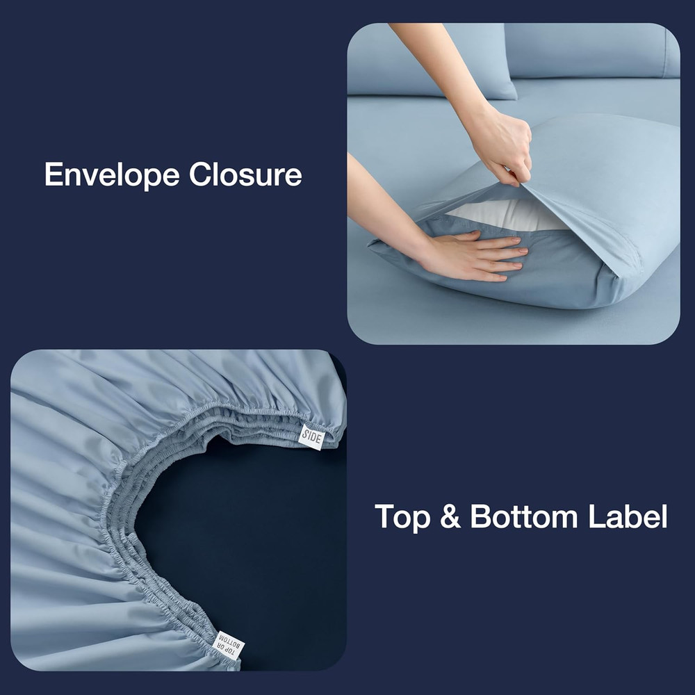 Queen Sheets Set 6 Piece Cooling Bed Sheets with 4 Envelope Pillowcases Soft Mic