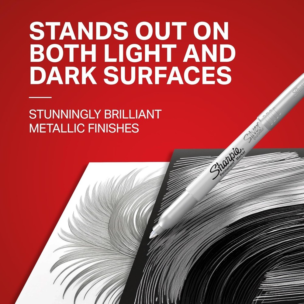 Quick-Drying Silver Metallic Markers - 2 Pack, Perfect for Posters & More