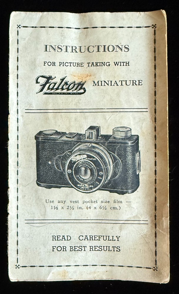 Vintage Falcon Miniature Camera With Box & Paperwork UNTESTED AS IS