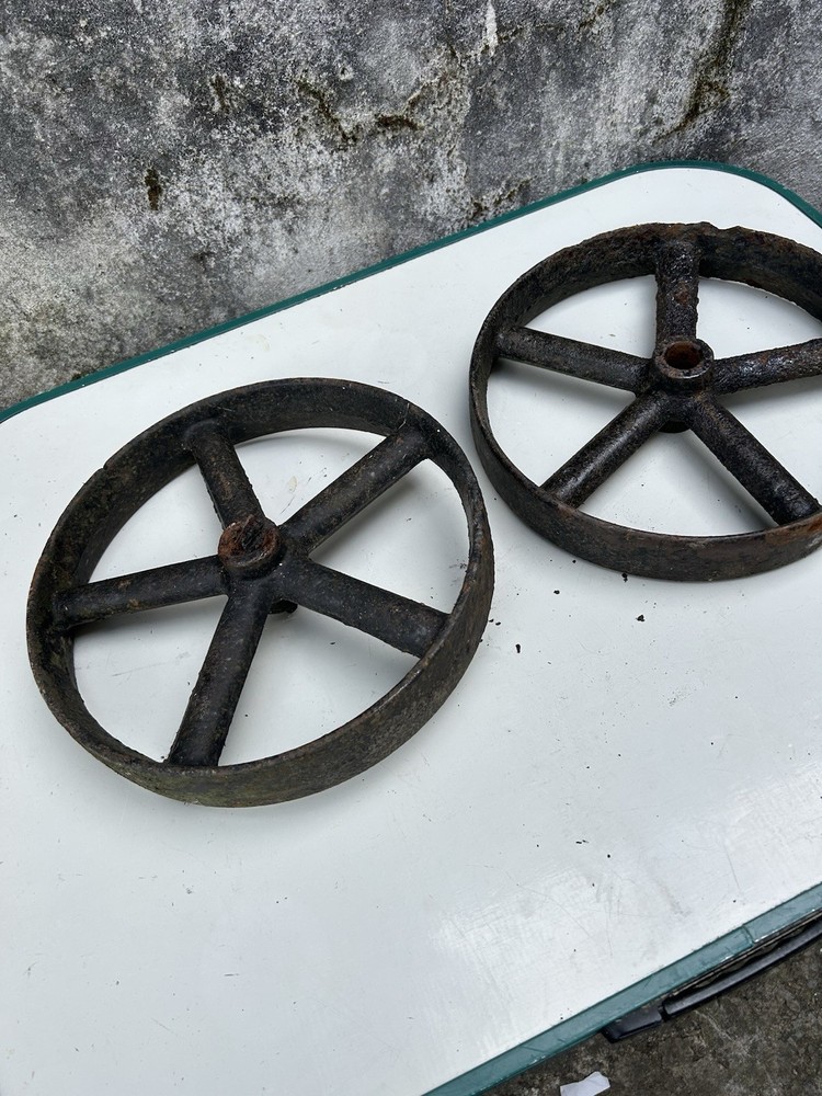 antique, rustic cast iron wheels