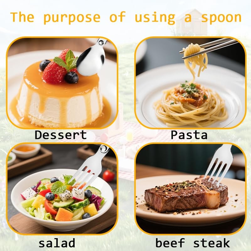 Camping Utensil Set with Case Folding Tableware Cutlery Foldable Spoon Fork C...