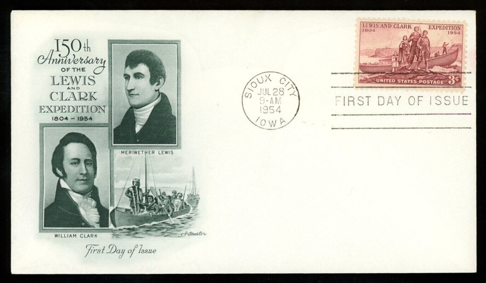 LEWIS & CLARK EXPLORERS SACAGAWEA 1954   ARTMASTER CACHET FDC UNADDR