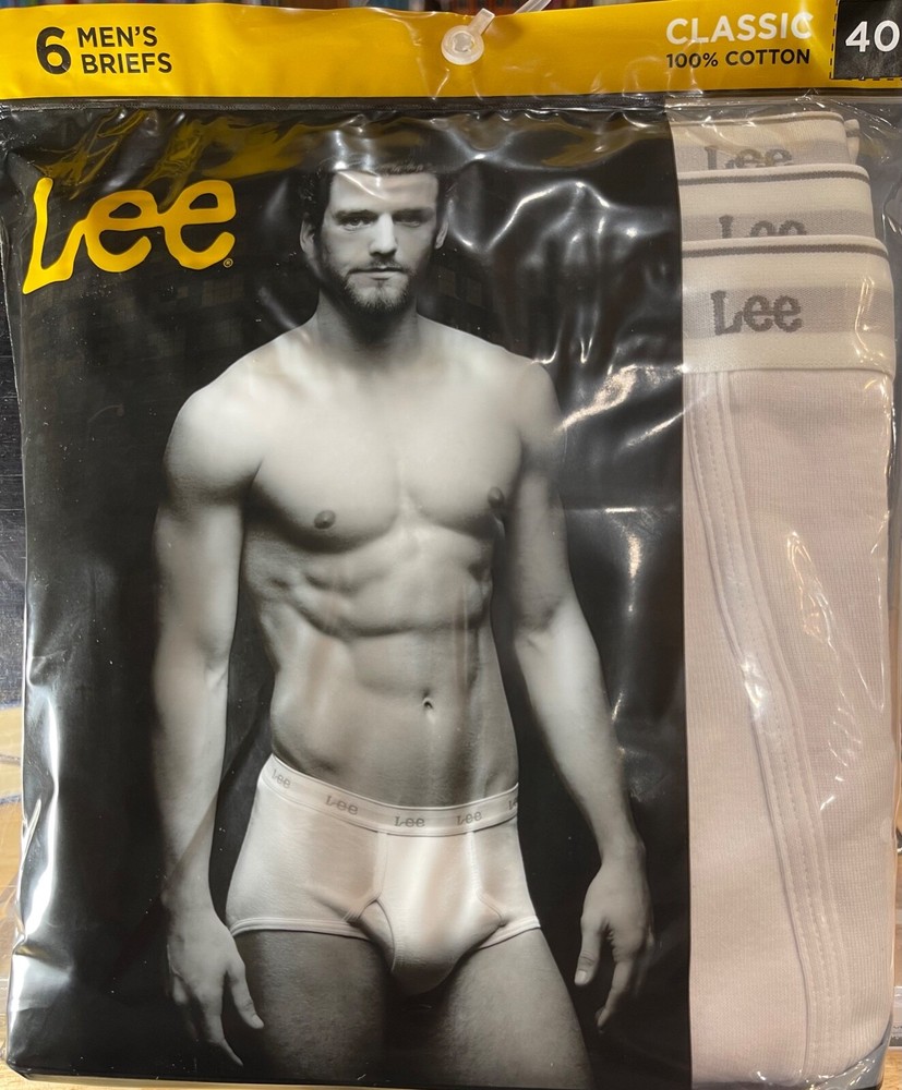 6-Pack Lee Mens Classic Brief 100% Cotton White