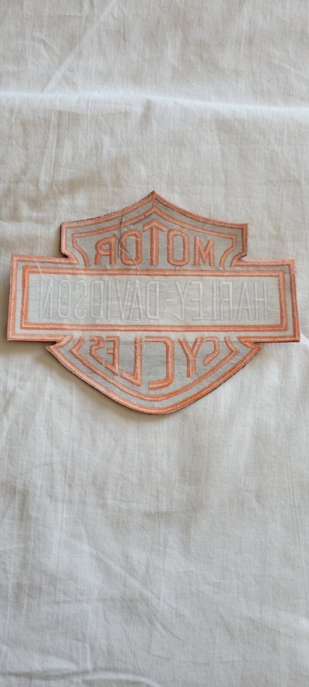 Vintage Harley-Davidson Patch Emblem Orange, Black & White Bar & Shield