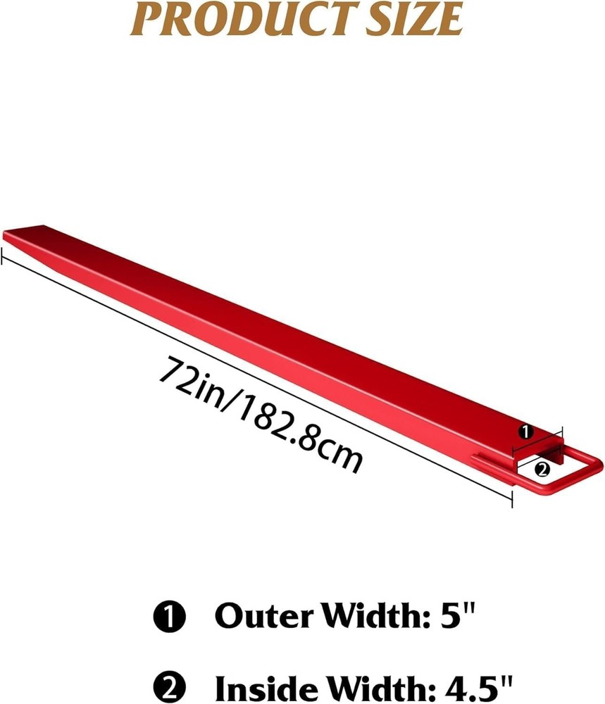 72 Inch Fork Extensions 4.5 Inch Width Fork Extensions with a pair of Gloves