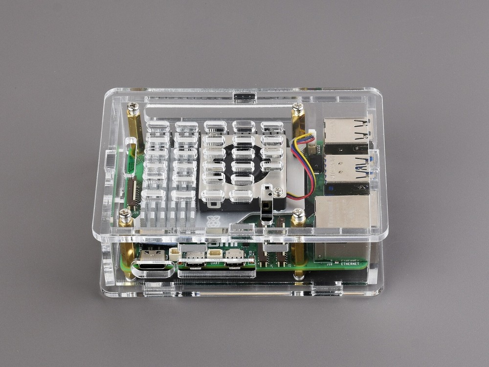 Waveshare Clear Acrylic Case for Raspberry Pi 5 installing Active Cooler