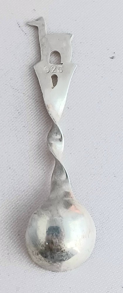 Twisted Pierced Handle Peru Sterling Souvenir Salt Spoon