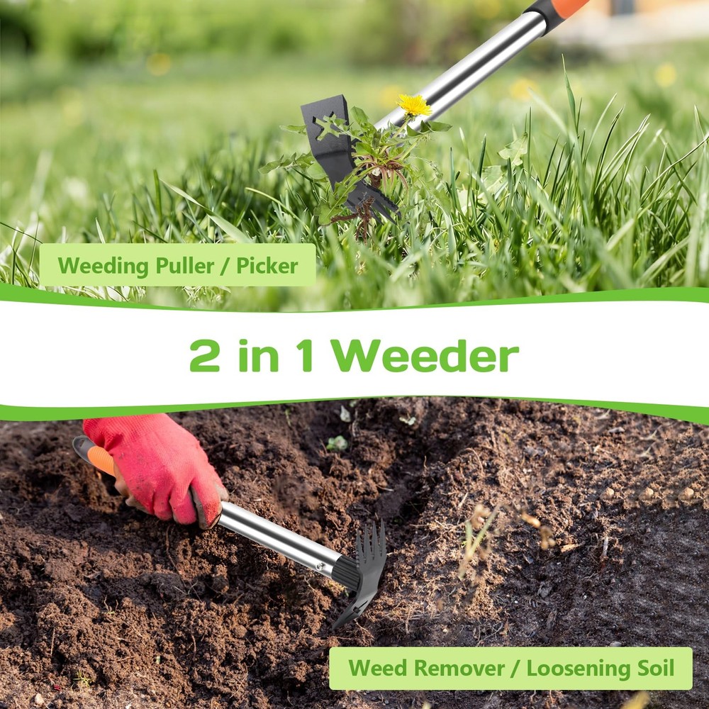 Upgraded 17" Weed Puller Tool, Portable Garden Weed Pulling Tool for Weeding ...