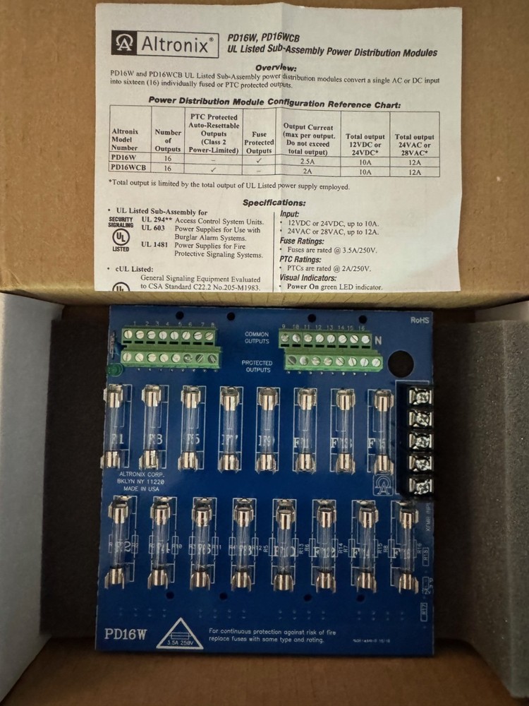 Altronix PD16W Power Distribution Module - New in Open Box