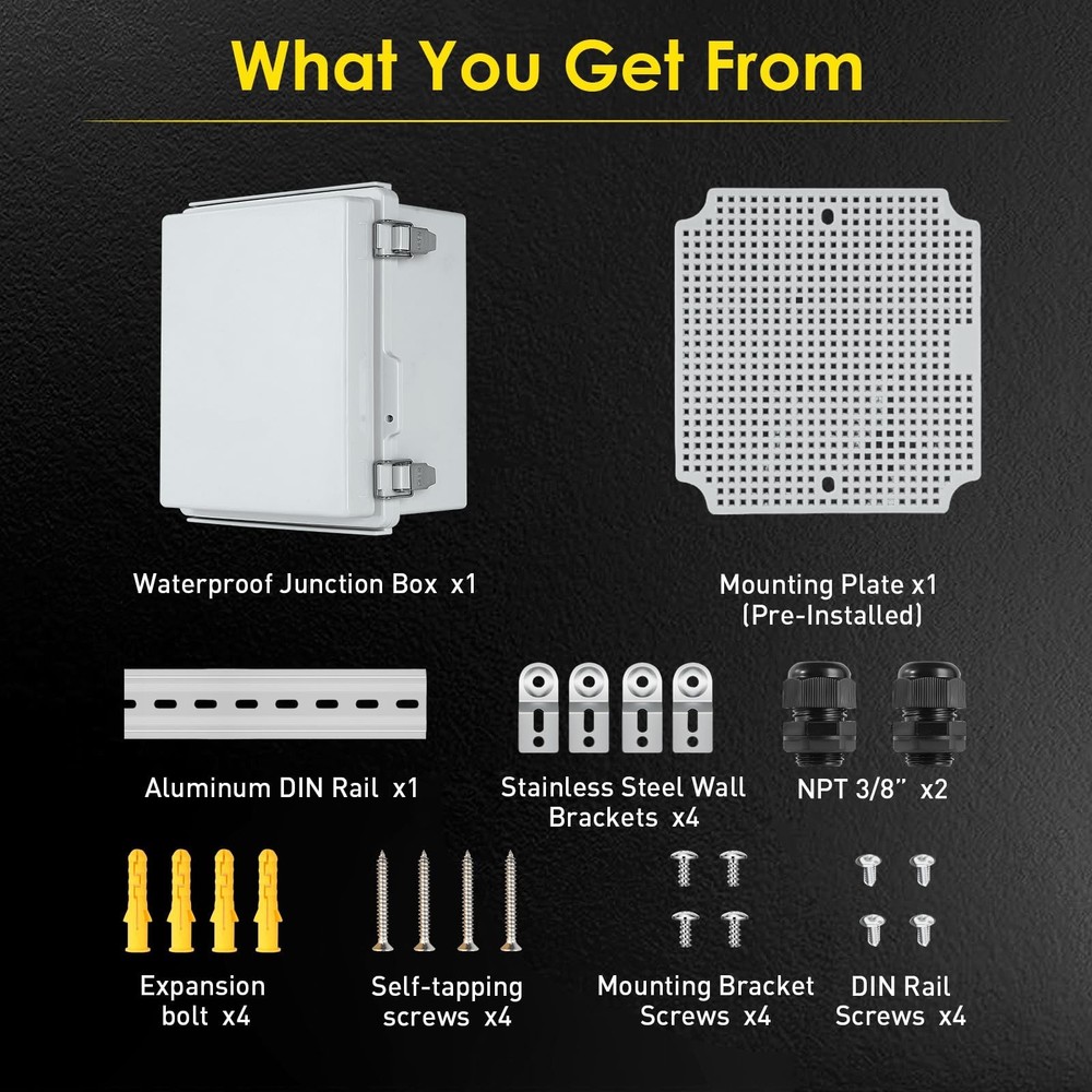 Waterproof Electrical Junction Box, IP67 Plastic Weatherproof Electrical Encl...