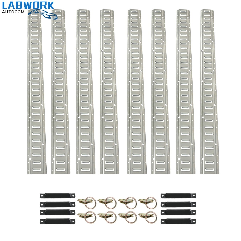 24 Pcs 5' Silver E Track Rails, Galvanized Steel Kit For Cargo Tie Down Systems