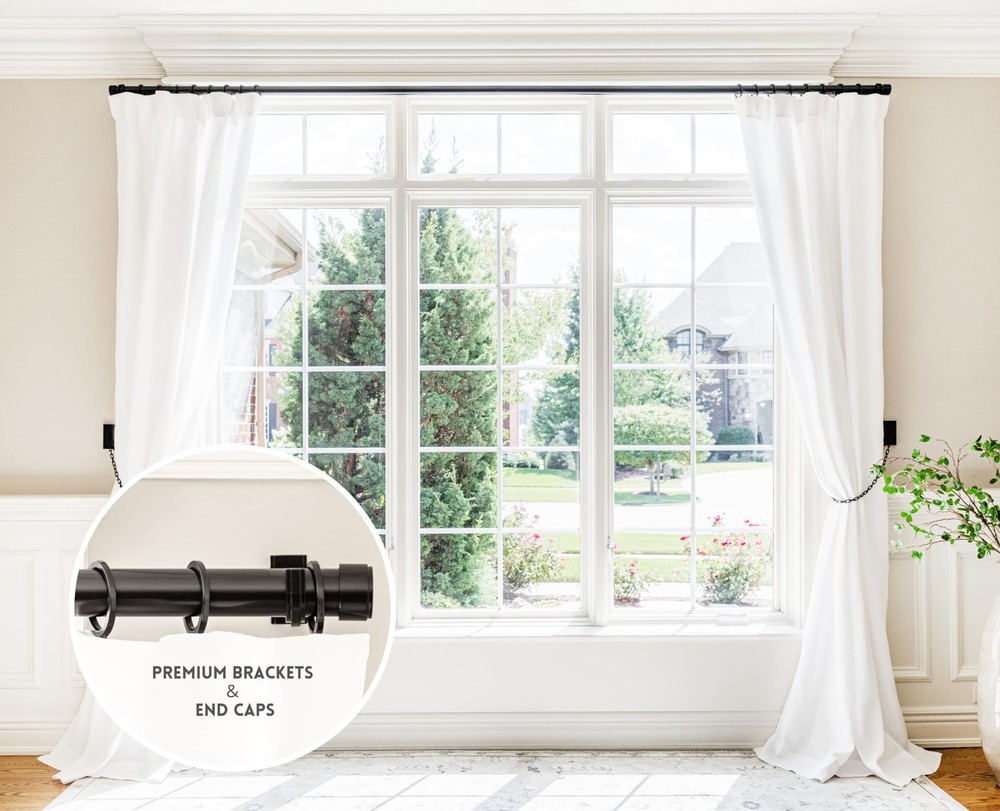 BlastHome® Non-Adjustable Luxury Curtain Rods for Windows, 1 ¼”