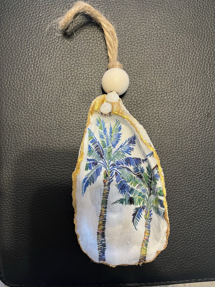 Decoupage Palm Tree On Oyster Shell Great For beach Theme