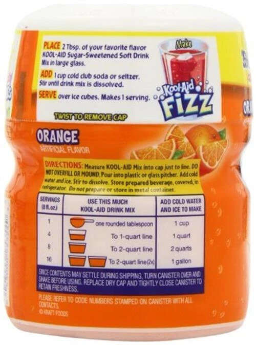 Kool-aid Orange soft drink Mix 19 Oz Container (Pack of 2)