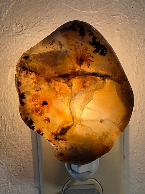 Extra Large Montana Moss/waterline Agate Night Light, Yellowstone River stone