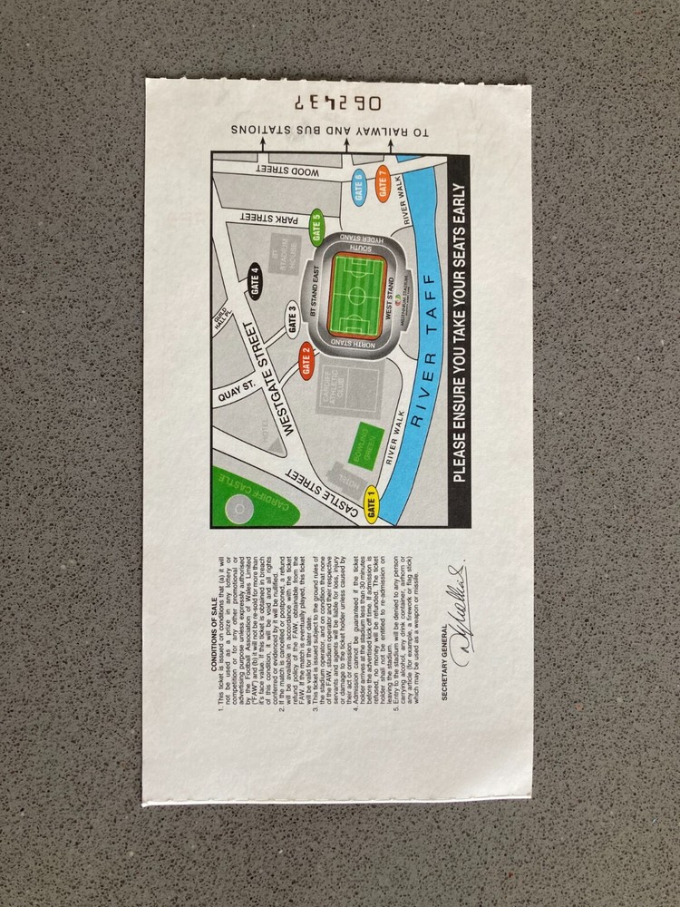 Wales v Czech Republic 2002 Match Ticket