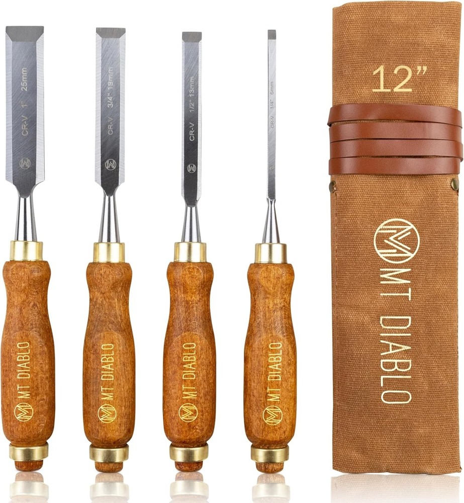 Mt Diablo Woodworking Tools 4 Piece Chisel Set - Premium CV60 4-Piece - Large