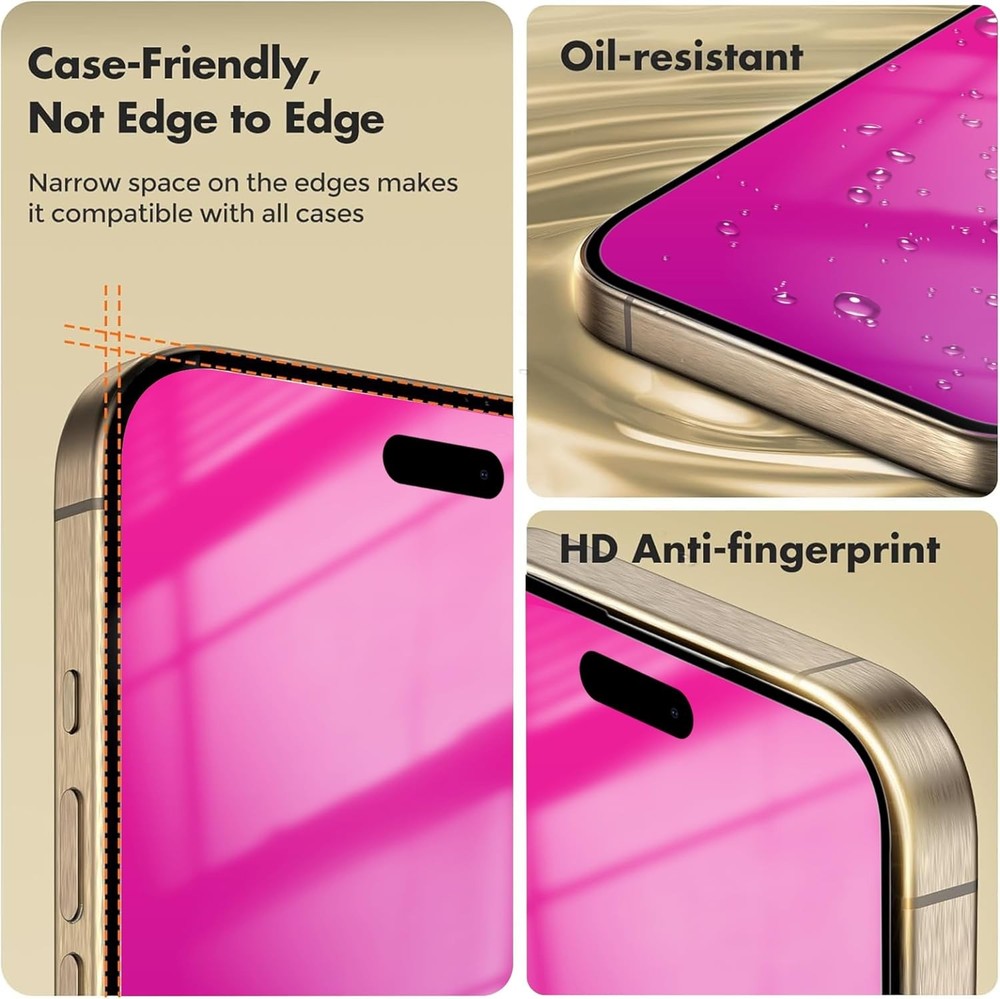 2 Pack for iPhone 16 Pro Max Privacy Screen 16 (Pink)