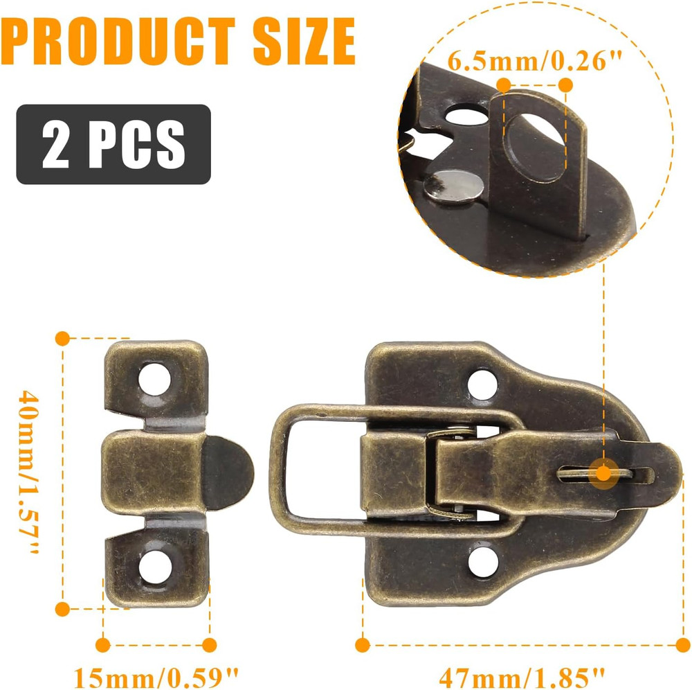 2Pcs Antique Bronze Style Duckbilled Hasp Clasp Latch Lock Box Toggle Latch with