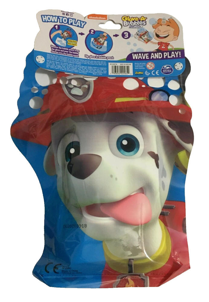 Paw Patrol Marshall Bubble Glove Wave & Play Party Fun Bubble Solution Ages 3+