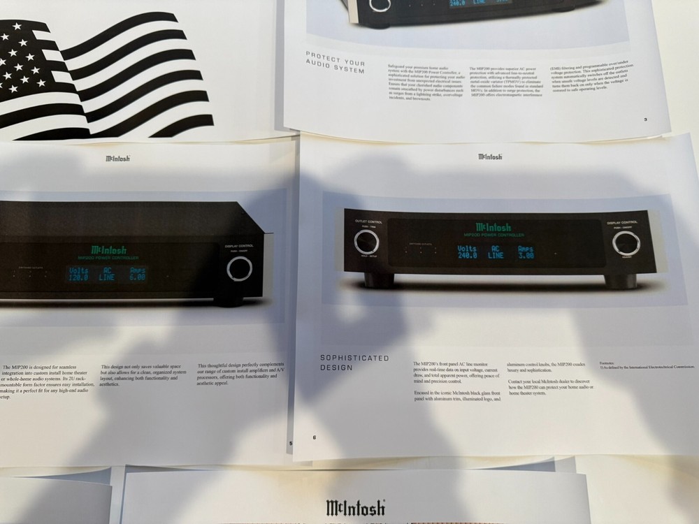 McIntosh MIP 200 Power Controller Brochure, 8 pg, Specs, Articles, Info, 2024