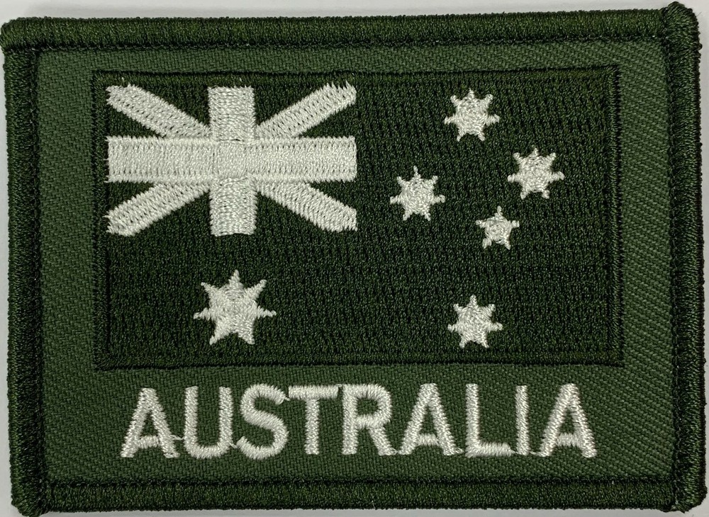 Olive Green Australia Flag Patch with hook & loop back NEW ! FREE POSTAGE✅