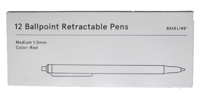12 - Baseline Staples Retractable Medium Point (1.0mm) Red Pen BL58252