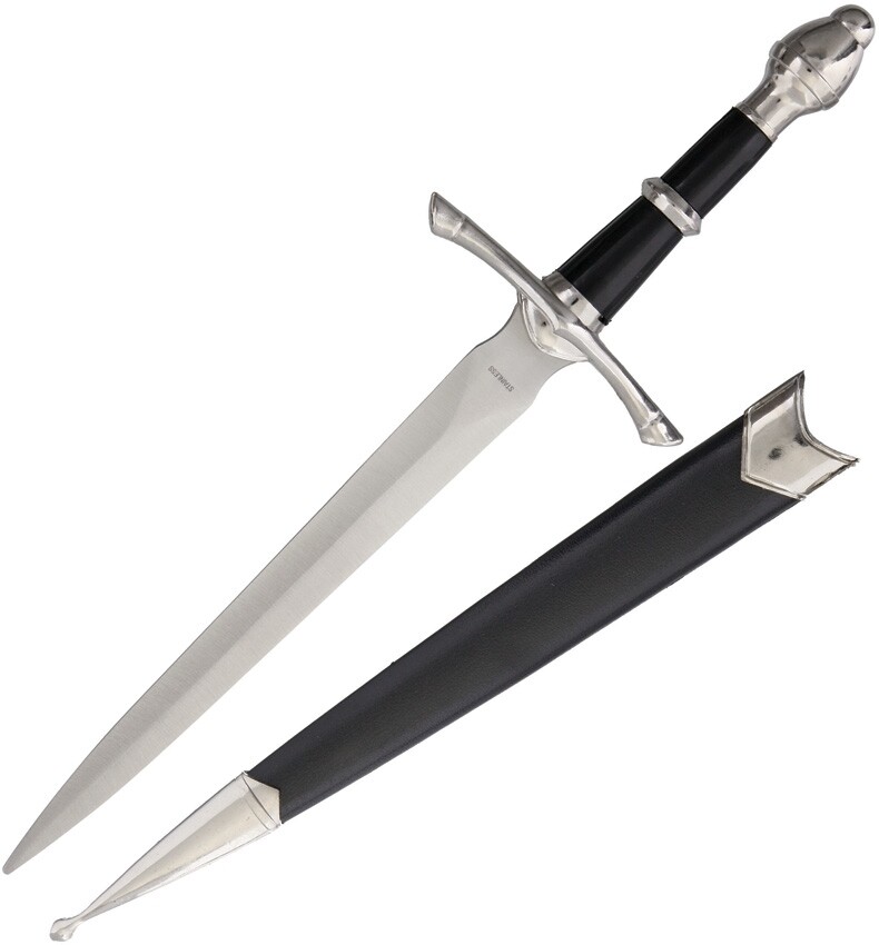 Claymore Knife 7.5" UNSHARPENED Stainless Dagger Blade Black Composition Handle