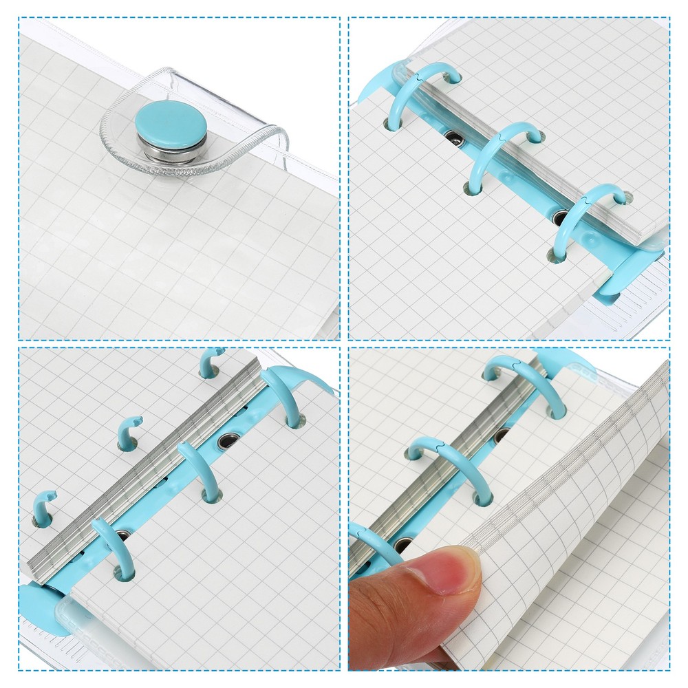 Clear 3 Ring Binder Cover, PVC Notebook Binder Refillable Loose Leaf, Blue